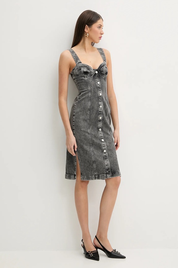 Moschino Jeans rochie din denim 0457.3219 gri SS25