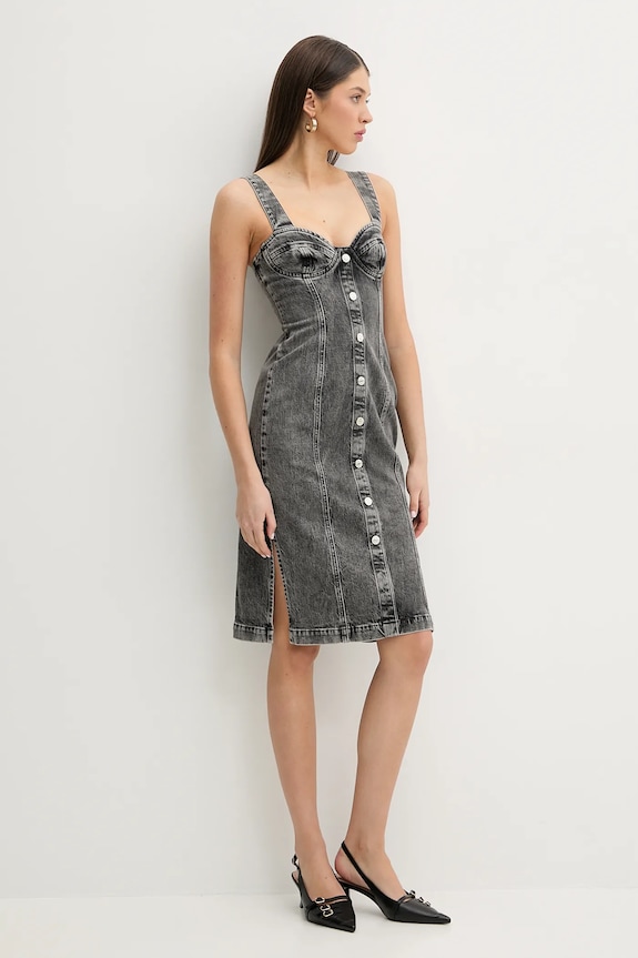 Moschino Jeans rochie din denim 0457.3219 gri SS25
