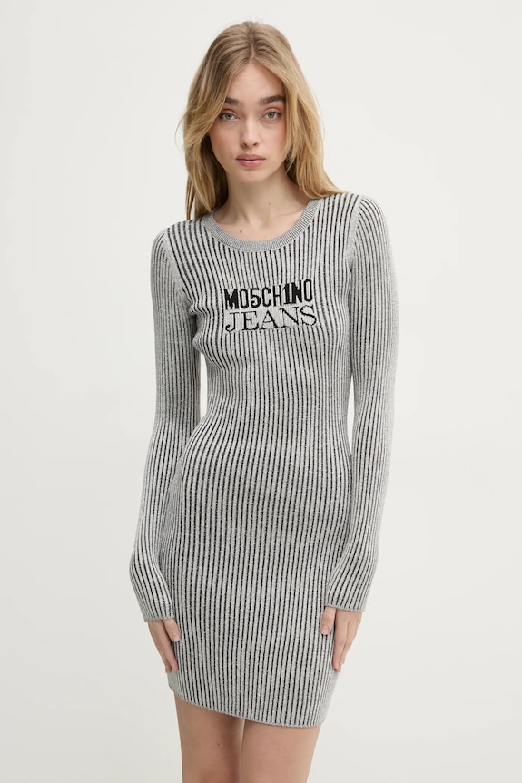 Šaty Moschino Jeans pletenina sivá 0490.3205