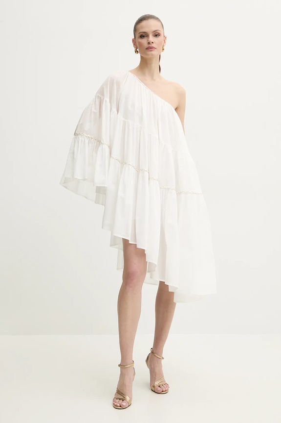 Βαμβακερό φόρεμα Simona Corsellini P25CPAB045 λευκό SS25