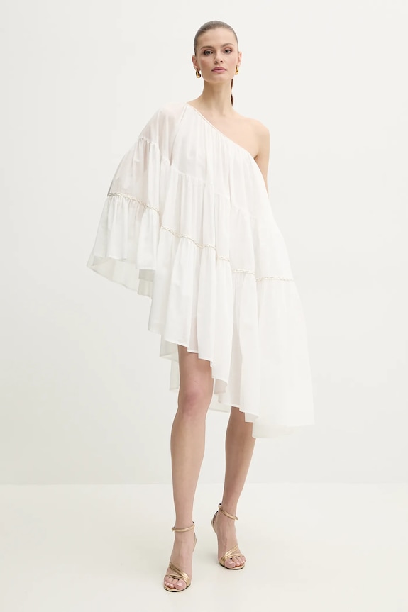 Βαμβακερό φόρεμα Simona Corsellini P25CPAB045 λευκό SS25