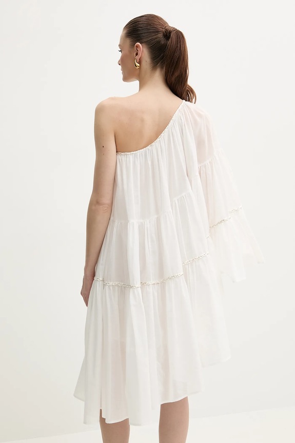 Ρούχα Βαμβακερό φόρεμα Simona Corsellini P25CPAB045 λευκό
