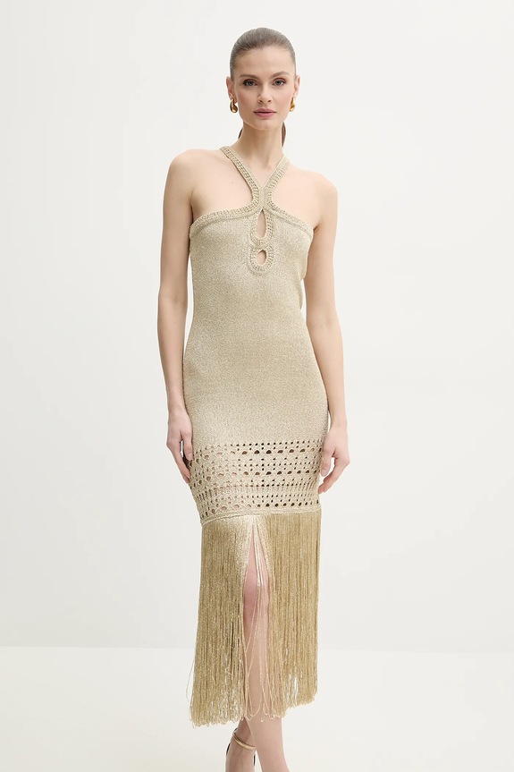 Φόρεμα Simona Corsellini στρογγυλό χρυσαφί P25CPABO04