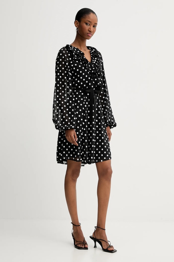 Rotate rochie Chiffon Ruffle Mini 113258000 negru SS25