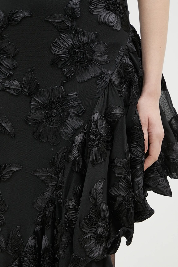 Rotate dress Flower Mesh Ruffle 114056100