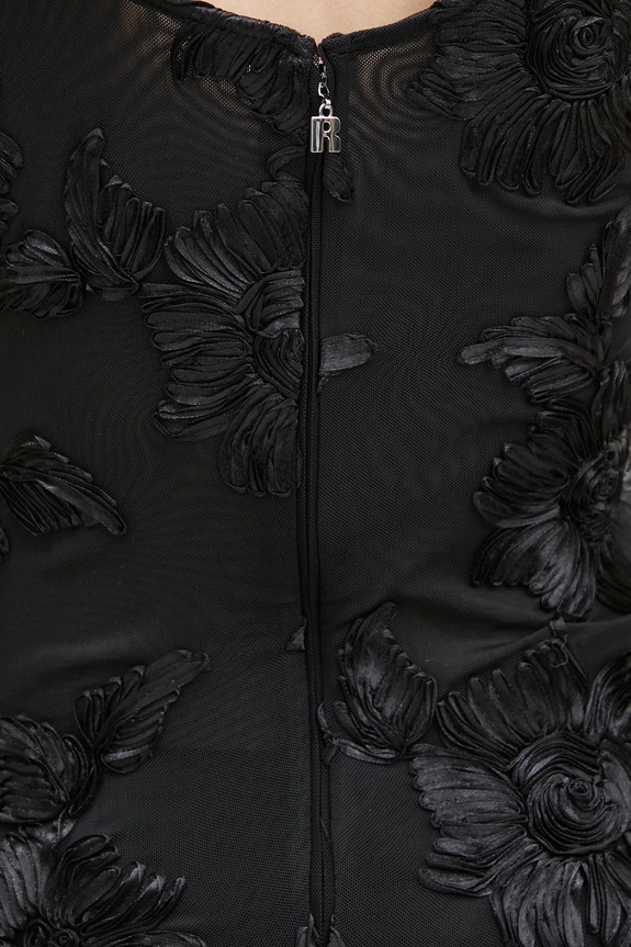 Rotate dress Flower Mesh Ruffle 114056100
