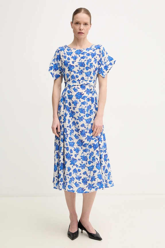 Hedvábné šaty Weekend Max Mara midi modrá 2515221092600
