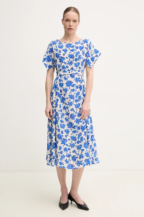 Hedvábné šaty Weekend Max Mara midi modrá 2515221092600