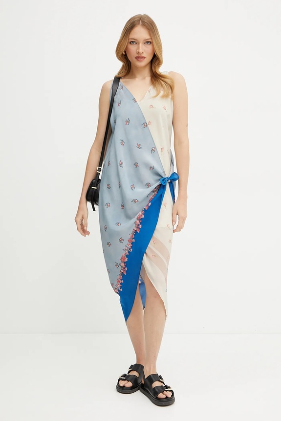 Hodvábne šaty Weekend Max Mara hodváb modrá 2515221232600