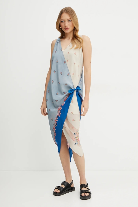 Hodvábne šaty Weekend Max Mara 2515221232600 modrá SS25