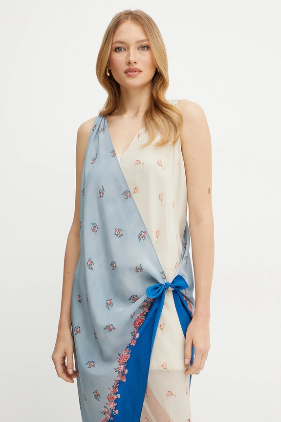 Hodvábne šaty Weekend Max Mara modrá 2515221232600
