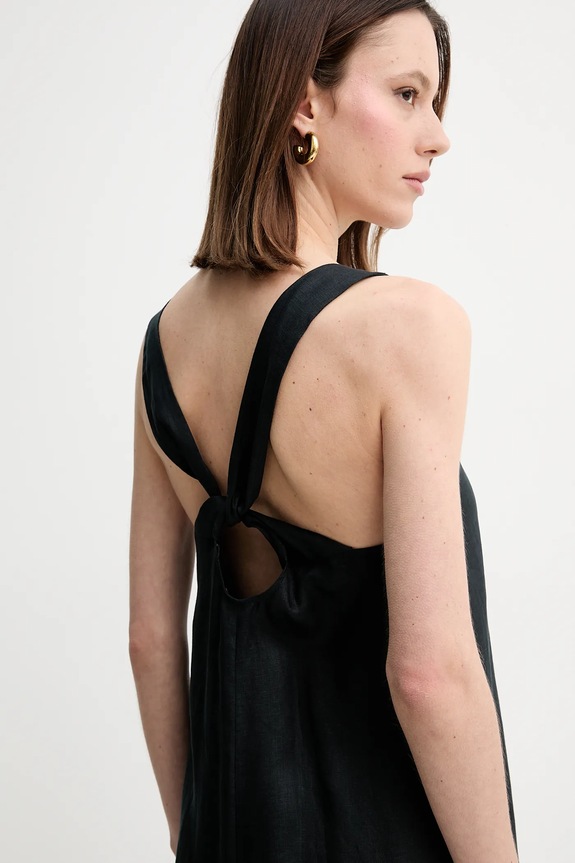 MM by Max Mara sukienka lniana 2516221018600 czarny SS25