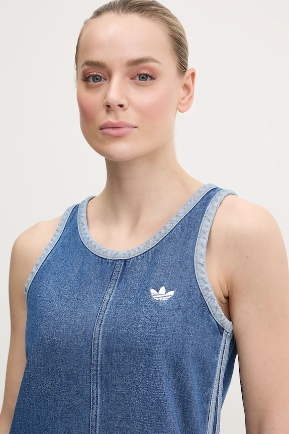 Φόρεμα τζιν adidas Originals DENIM 3S DRESS μπλε JD2580