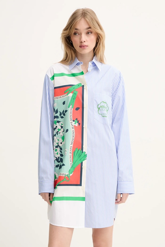 Moschino Jeans sukienka bawełniana 0446.3725 niebieski SS25