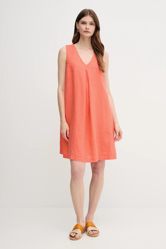 United Colors of Benetton vestito di lino 4AGHDV0AX arancione SS25