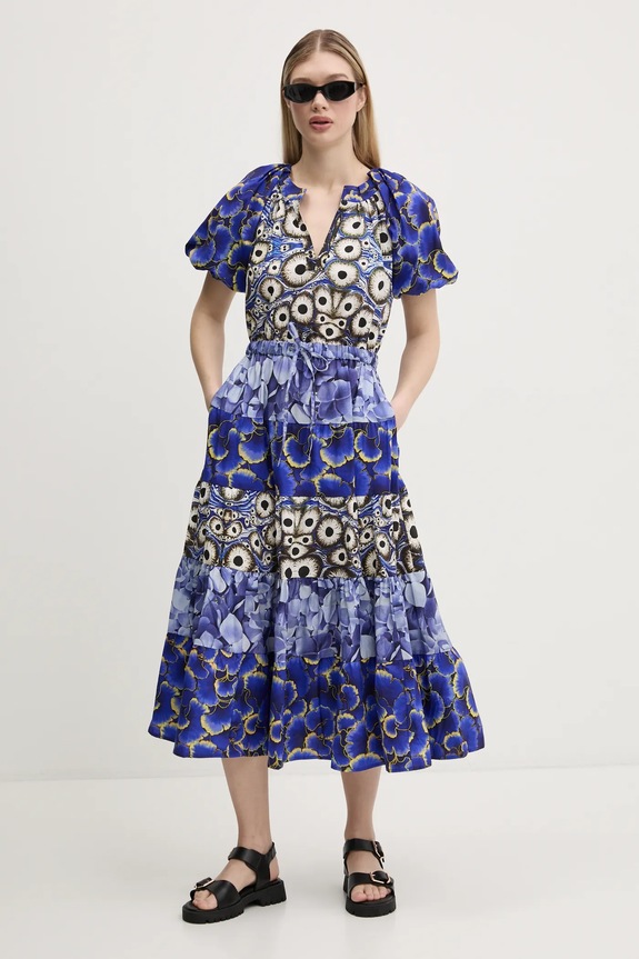 Desigual sukienka CELLS LONG_LACROIX 25SWVW02 niebieski SS25