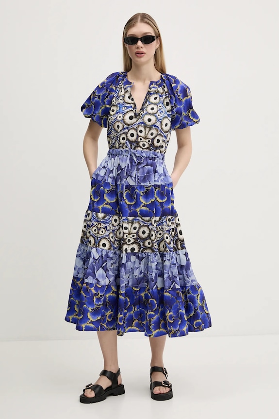 Desigual sukienka CELLS LONG_LACROIX 25SWVW02 niebieski SS25