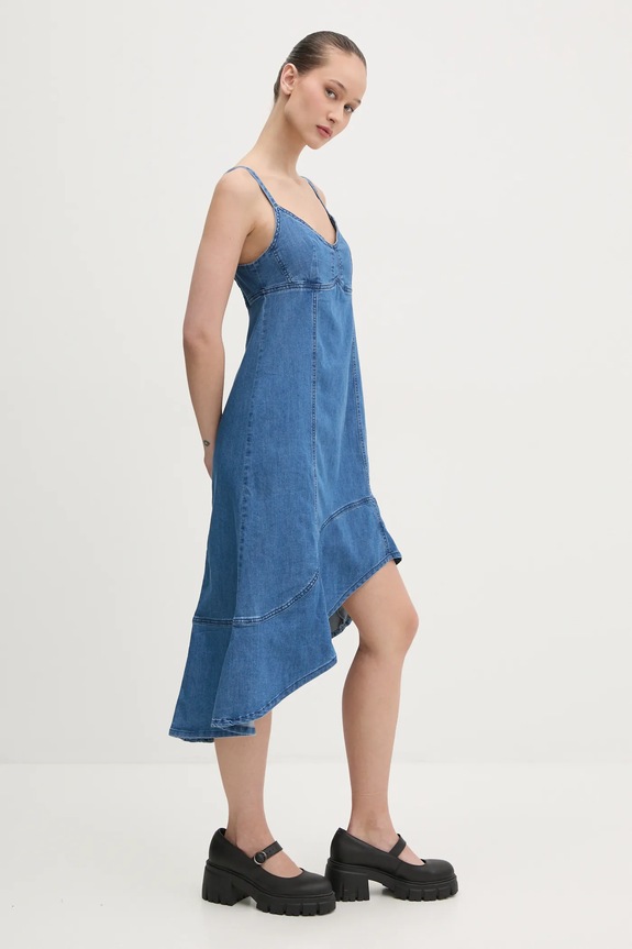 Desigual sukienka jeansowa MUNICH z elastanem niebieski 25SWVD07