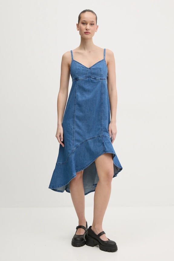 Odzież Desigual sukienka jeansowa MUNICH 25SWVD07 niebieski