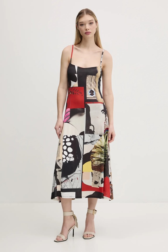 Desigual sukienka NEWSPAPER COLL casual czarny 25SWVK40