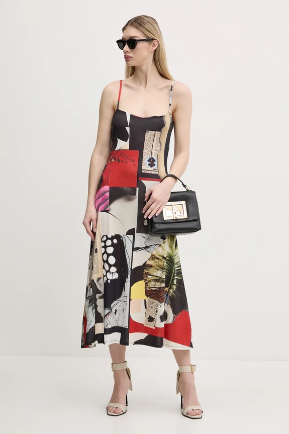 Desigual sukienka NEWSPAPER COLL 25SWVK40 czarny SS25