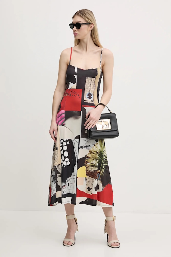 Desigual sukienka NEWSPAPER COLL 25SWVK40 czarny SS25