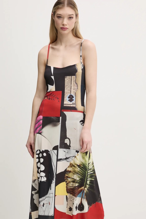 Desigual sukienka NEWSPAPER COLL czarny 25SWVK40