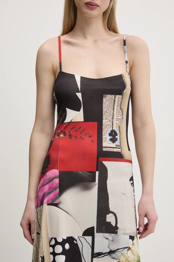Desigual sukienka NEWSPAPER COLL 25SWVK40 czarny