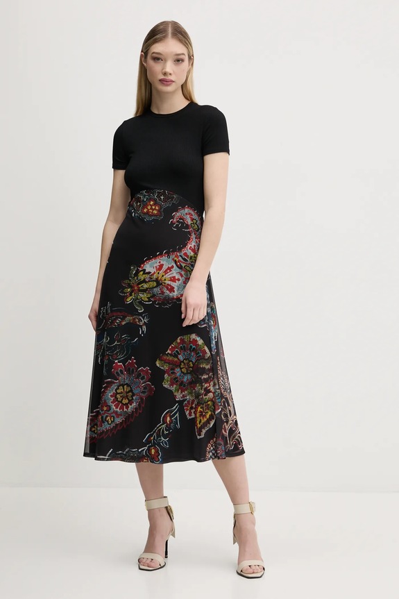 Desigual rochie PAISLEY MESH_LACROIX 25SWVK32 negru SS25