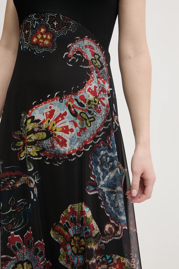 Desigual rochie PAISLEY MESH_LACROIX 25SWVK32 negru
