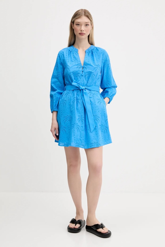 Pamučna haljina Desigual TOURS 25SWVW09 plava SS25