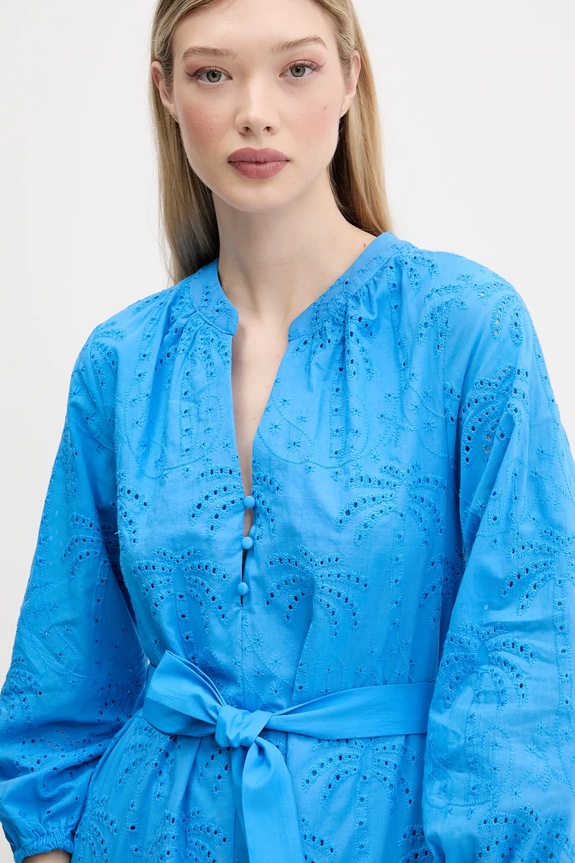 Pamučna haljina Desigual TOURS plava 25SWVW09