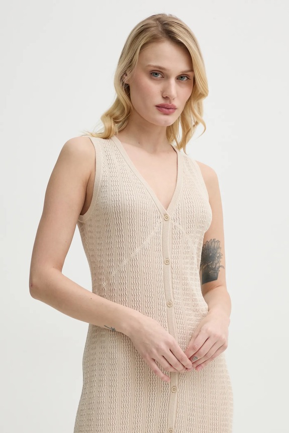 Bombažna obleka Filippa K bež 31090.FK