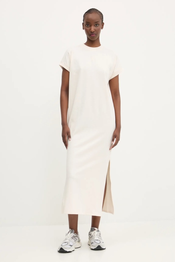 Hugo Blue sukienka bawełniana bawełna beżowy 50540389