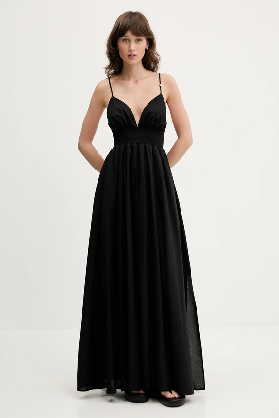 Βαμβακερό φόρεμα HUGO βαμβάκι μαύρο 50536456