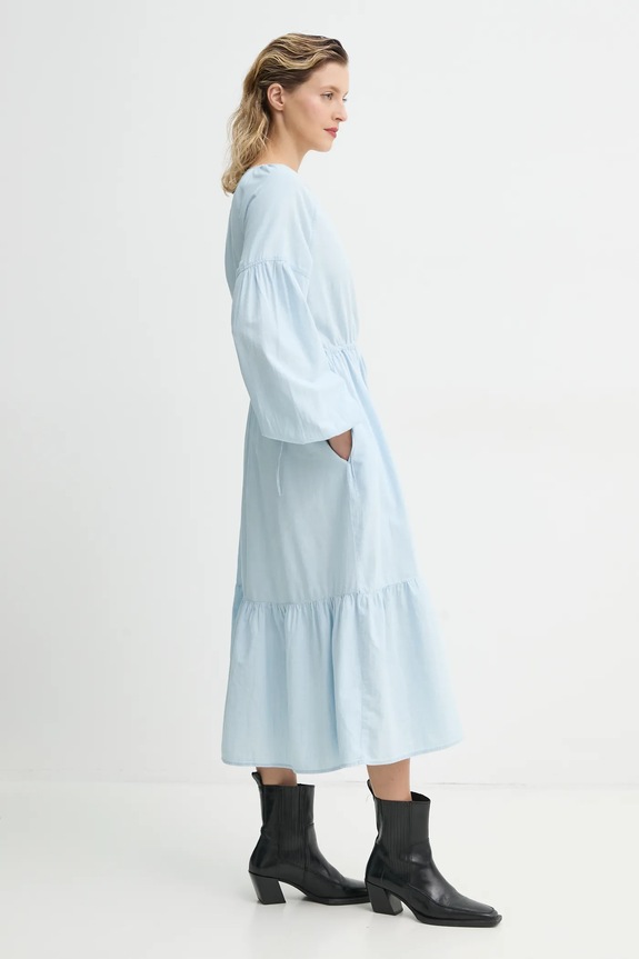 Bavlnené šaty Levi's JOLENE LS MAXI DRESS bavlna modrá 001HS