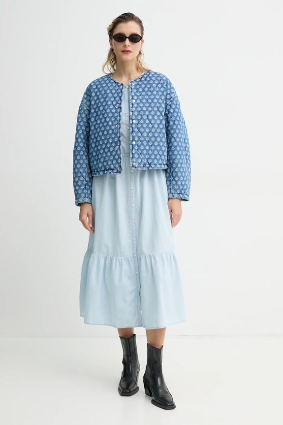 Bavlnené šaty Levi's JOLENE LS MAXI DRESS 001HS modrá SS25