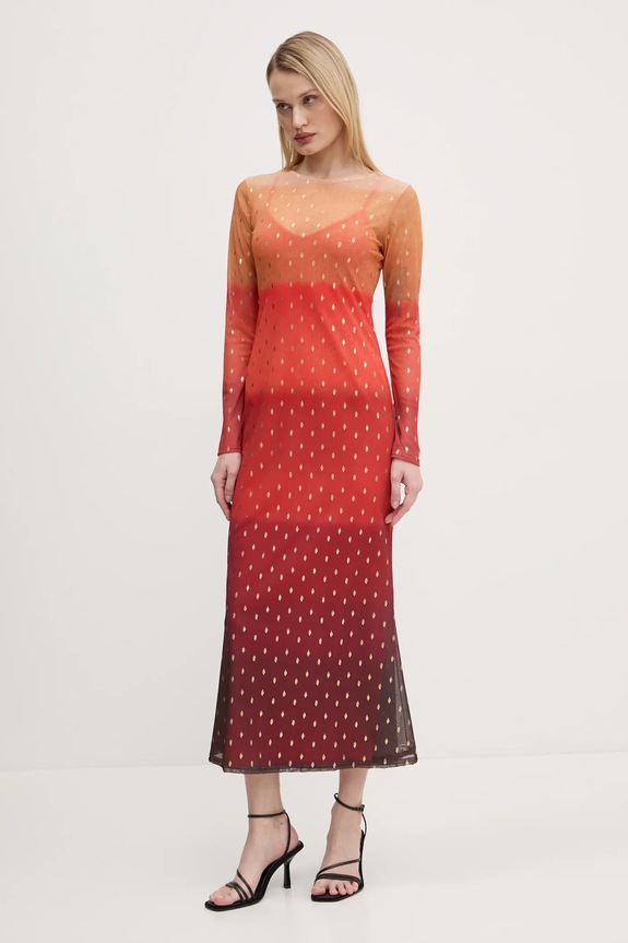 Never Fully Dressed sukienka Sunset Mesh casual pomarańczowy NFDDR1747