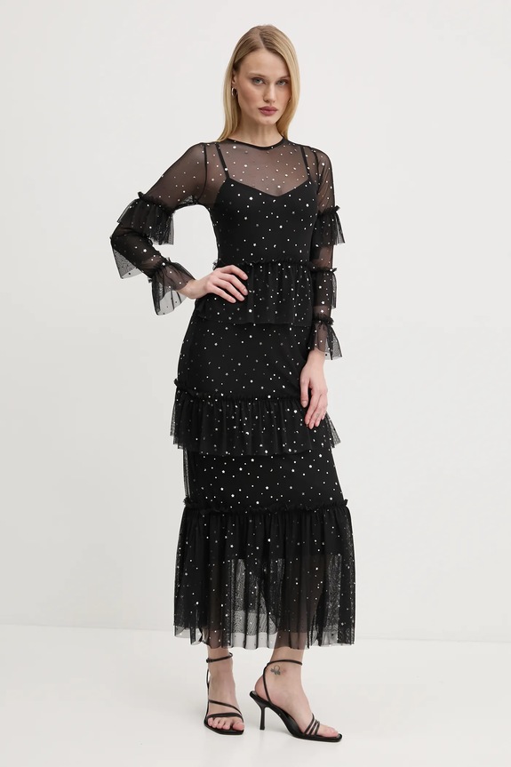 Obleka Never Fully Dressed Star Mesh črna NFDDR1804