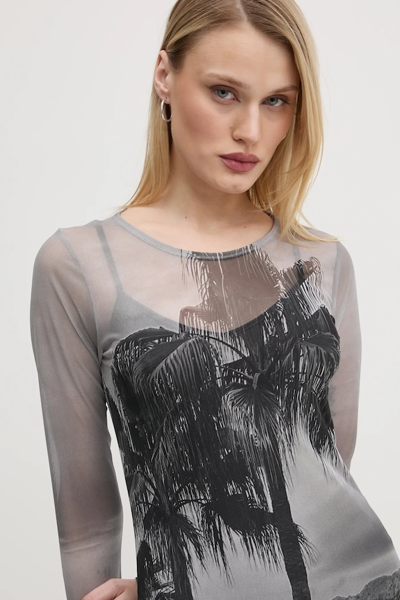 Never Fully Dressed sukienka Mallorca Scene Mesh NFDDR1817 szary SS25