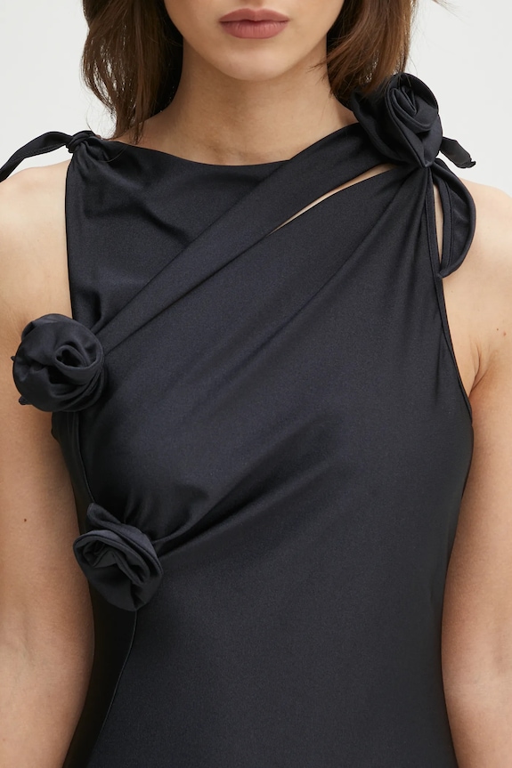 Coperni ruha Asymmetric Flower fekete COPR154F5001