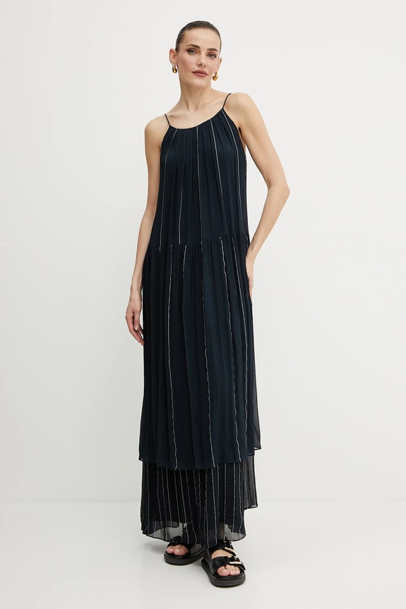 BOSS vestito con aggiunta di seta maxi blu navy 50535154