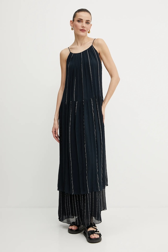 BOSS vestito con aggiunta di seta maxi blu navy 50535154