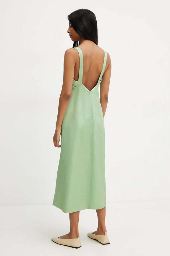 Odjeća Haljina s dodatkom lana BOSS 50535332 zelena