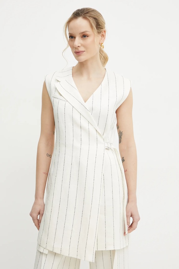 Λινό φόρεμα BOSS casual μπεζ 50537459