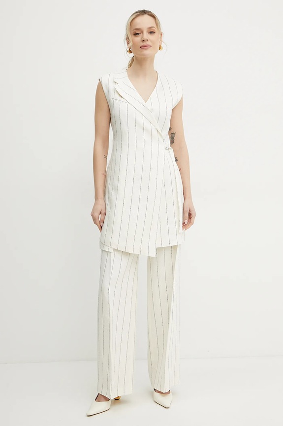 Λινό φόρεμα BOSS 50537459 μπεζ SS25