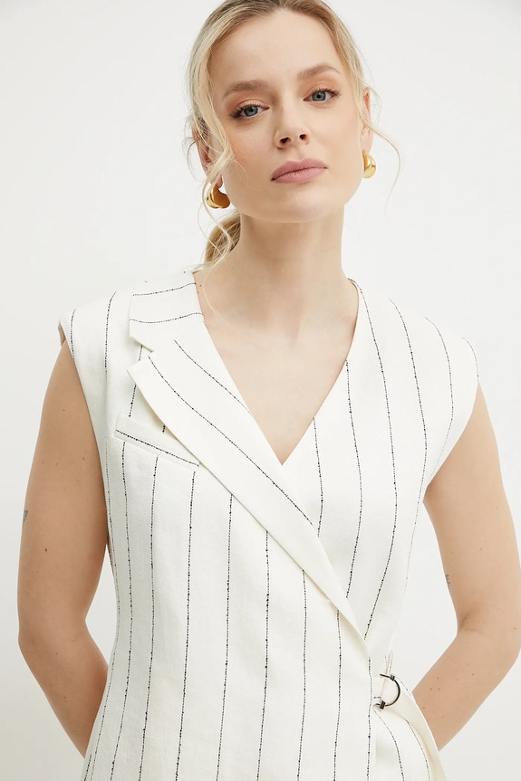 Λινό φόρεμα BOSS μπεζ 50537459