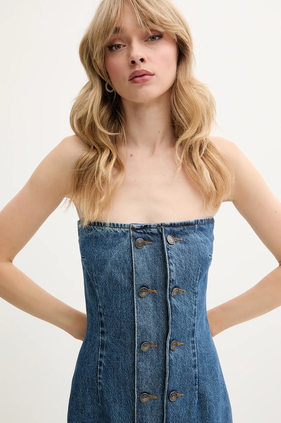 Rotate rochie din denim albastru 1140741602