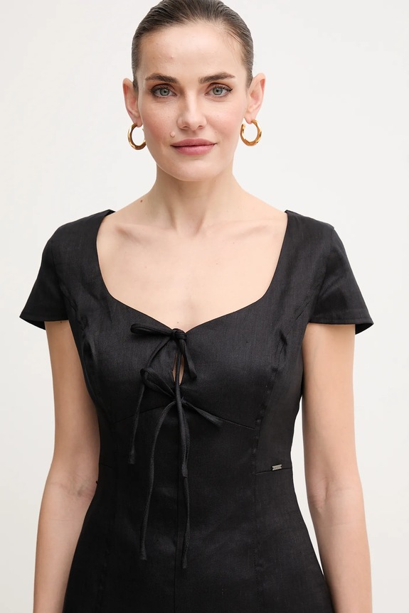 Guess vászon ruha ISABEAU fekete W5GK41.WH5L2