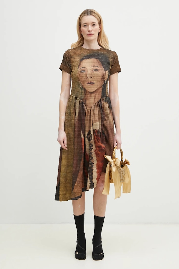 Рокля Andersson Bell Remy Printed Shirring atb1271w бежов